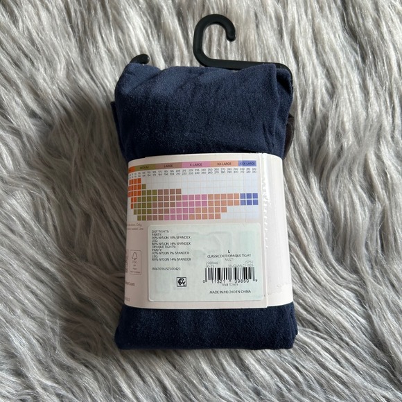 Joyspun High Waist Opaque Tights Womens Size Large Blue And Black Polka Dot - Picture 3 of 7